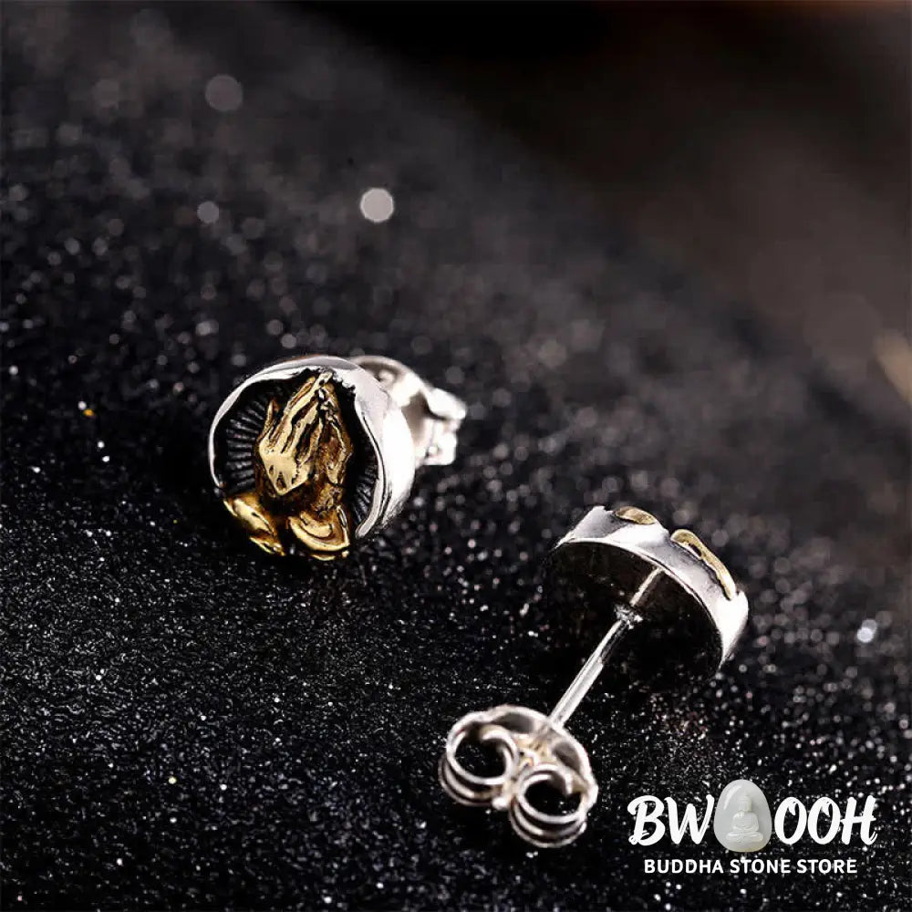 Buddha Stones 925 Sterling Silver Namaste Equality Stud Earrings - Namaste(Bow with respect&Connection) - Earrings