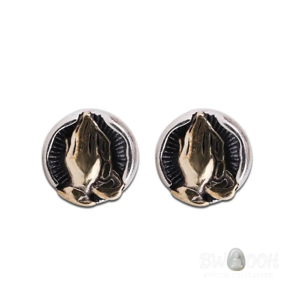 Buddha Stones 925 Sterling Silver Namaste Equality Stud Earrings - Namaste(Bow with respect&amp;Connection) - Earrings
