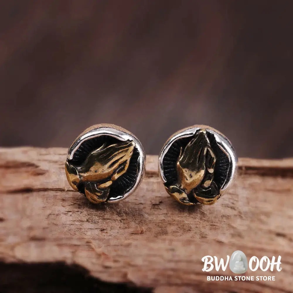 Buddha Stones 925 Sterling Silver Namaste Equality Stud Earrings - Namaste(Bow with respect&amp;Connection) - Earrings