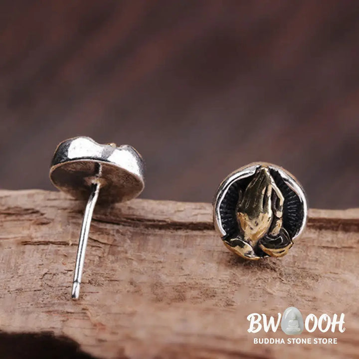 Buddha Stones 925 Sterling Silver Namaste Equality Stud Earrings - Namaste(Bow with respect&amp;Connection) - Earrings