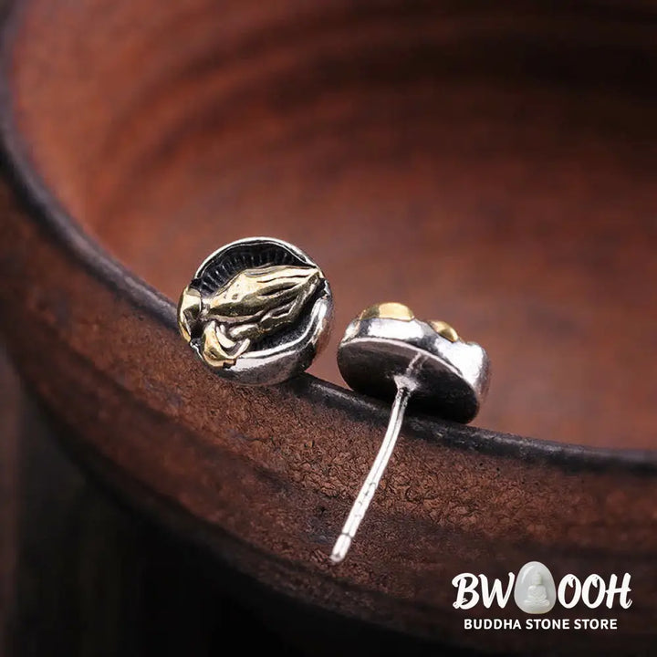 Buddha Stones 925 Sterling Silver Namaste Equality Stud Earrings - Namaste(Bow with respect&amp;Connection) - Earrings