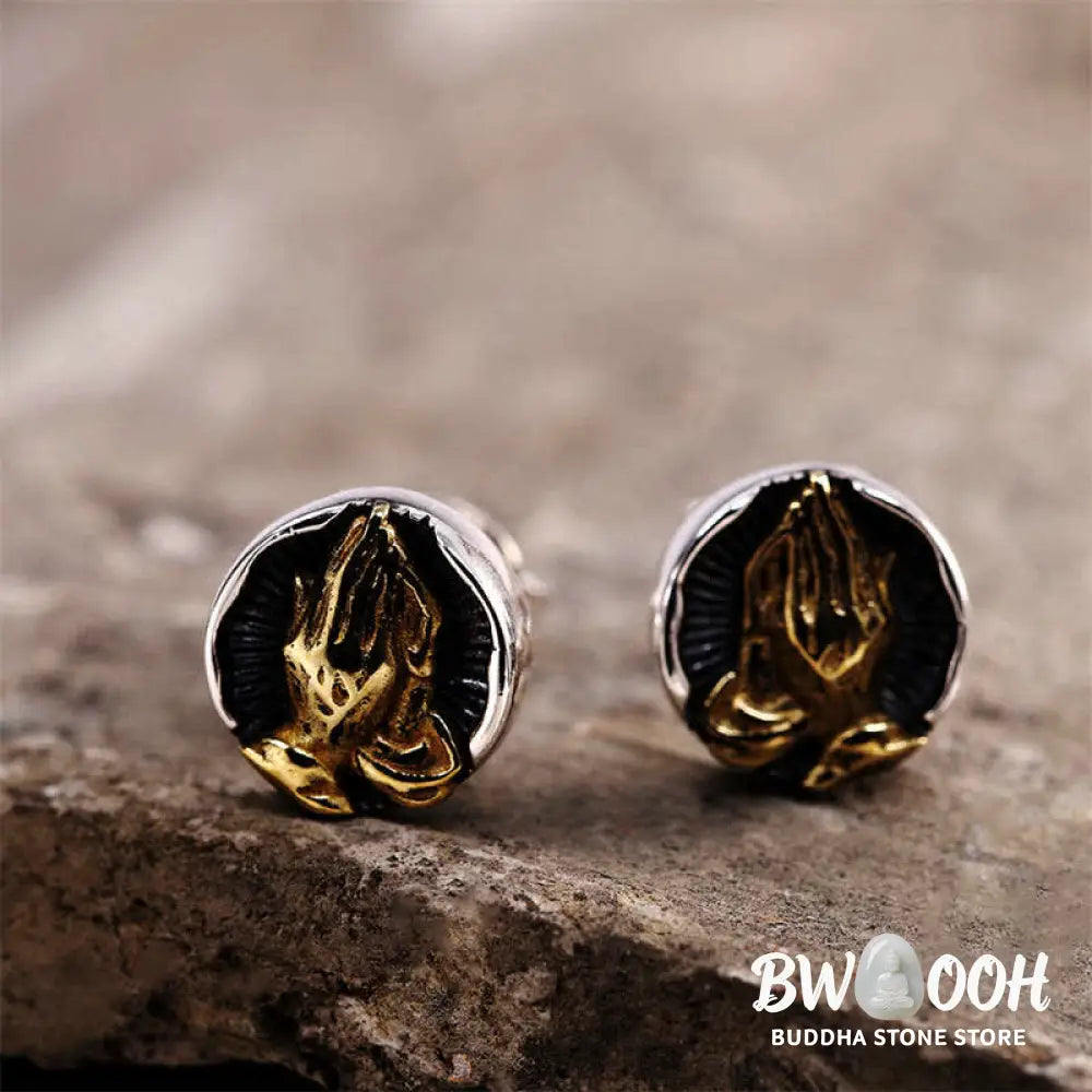 Buddha Stones 925 Sterling Silver Namaste Equality Stud Earrings - Namaste(Bow with respect&amp;Connection) - Earrings