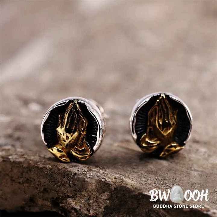 Buddha Stones 925 Sterling Silver Namaste Equality Stud Earrings - Namaste(Bow with respect&amp;Connection) - Earrings