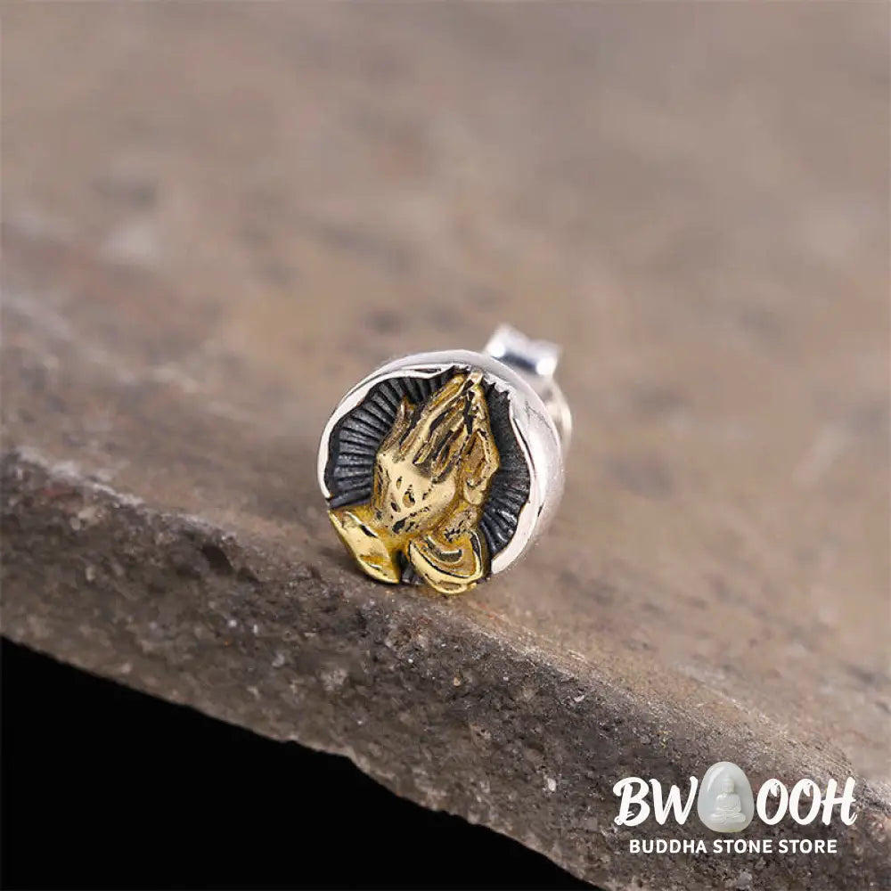 Buddha Stones 925 Sterling Silver Namaste Equality Stud Earrings - Namaste(Bow with respect&amp;Connection) - Earrings