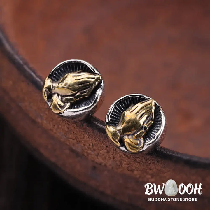 Buddha Stones 925 Sterling Silver Namaste Equality Stud Earrings - Namaste(Bow with respect&amp;Connection) - Earrings