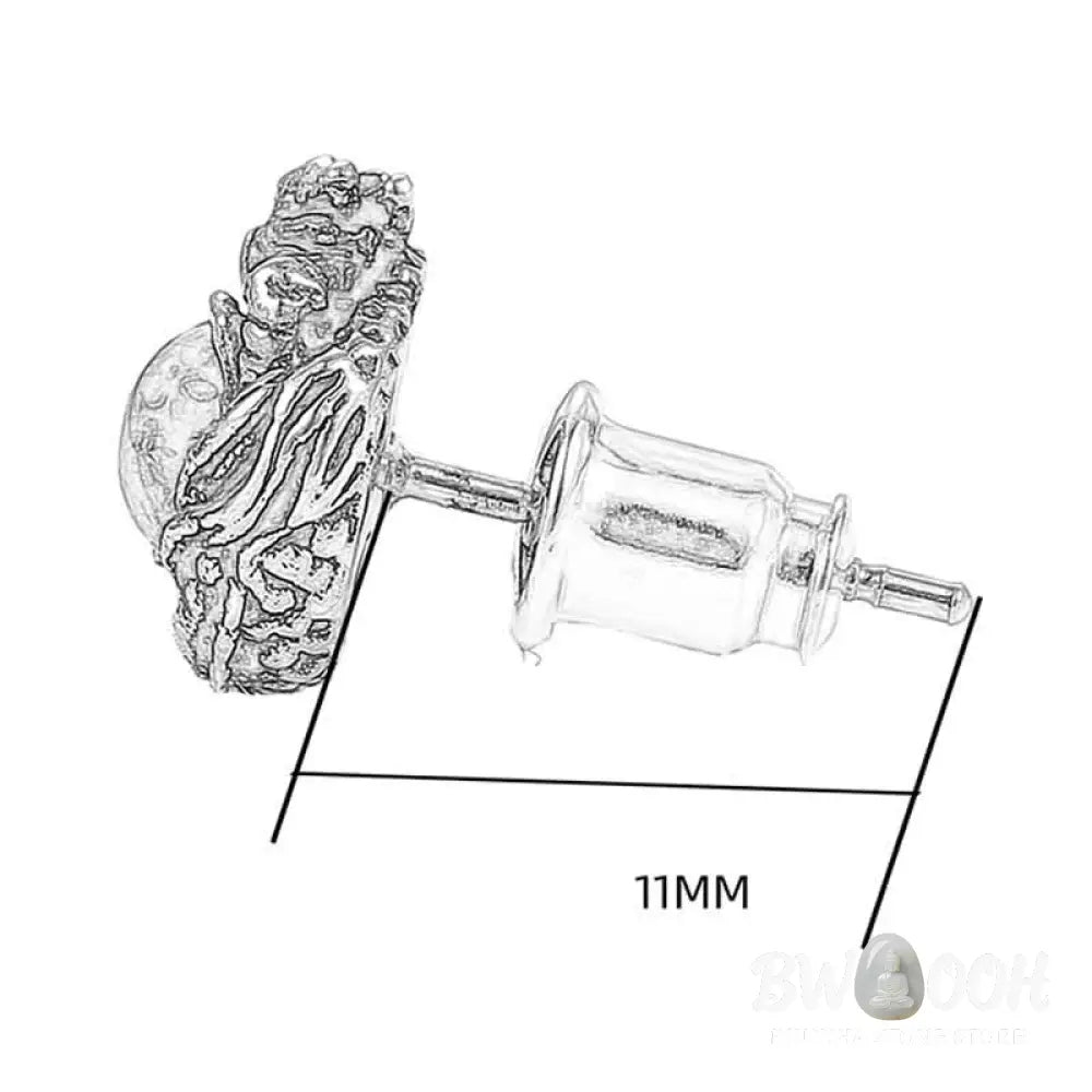 Buddha Stones 925 Sterling Silver Natural Amber Dragon Success Protection Stud Earring - Dragon(One Earring) - Earrings