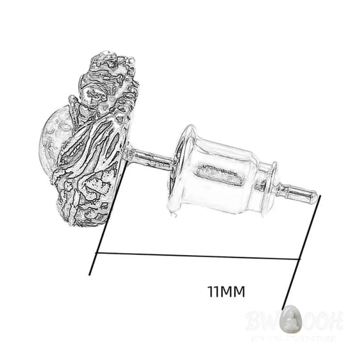 Buddha Stones 925 Sterling Silver Natural Amber Dragon Success Protection Stud Earring - Dragon(One Earring) - Earrings