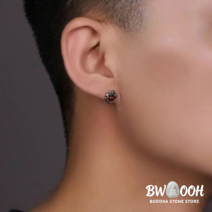 Buddha Stones 925 Sterling Silver Natural Amber Dragon Success Protection Stud Earring - Dragon(One Earring) - Earrings