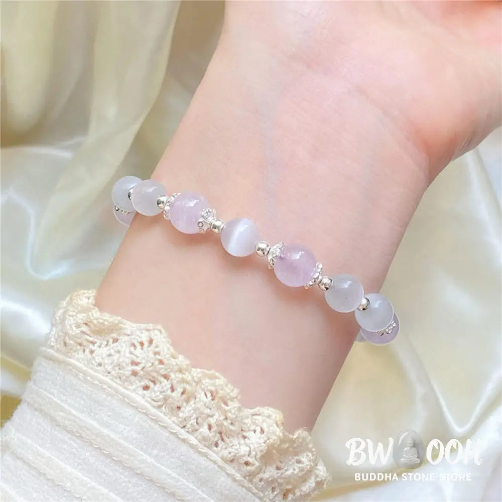 Buddha Stones 925 Sterling Silver Natural Amethyst Cat’s Eye Spiritual Awareness Star Bracelet - BWOOOH - Bracelet