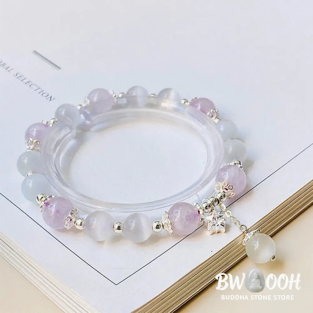Buddha Stones 925 Sterling Silver Natural Amethyst Cat’s Eye Spiritual Awareness Star Bracelet - BWOOOH - Bracelet