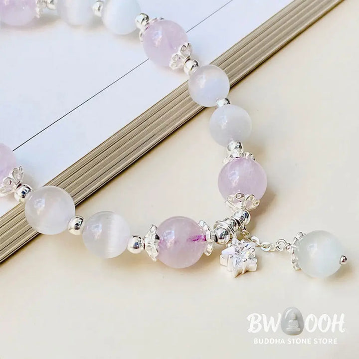 Buddha Stones 925 Sterling Silver Natural Amethyst Cat’s Eye Spiritual Awareness Star Bracelet - BWOOOH - Bracelet