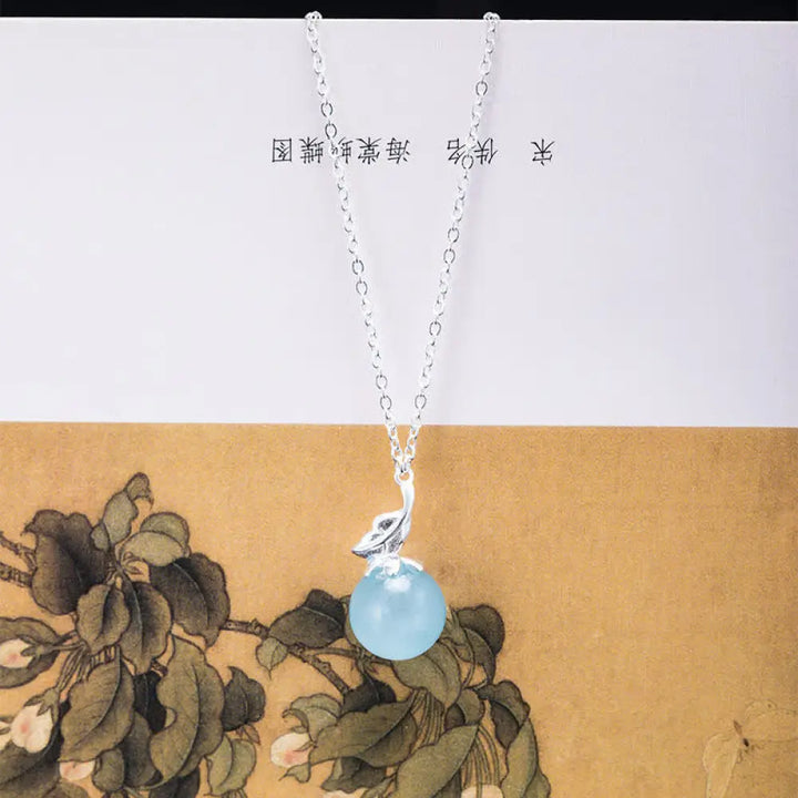 Buddha Stones 925 Sterling Silver Natural Aquamarine Leaf Flower Peace Earrings Necklace - BWOOOH - Leaf Aquamarine