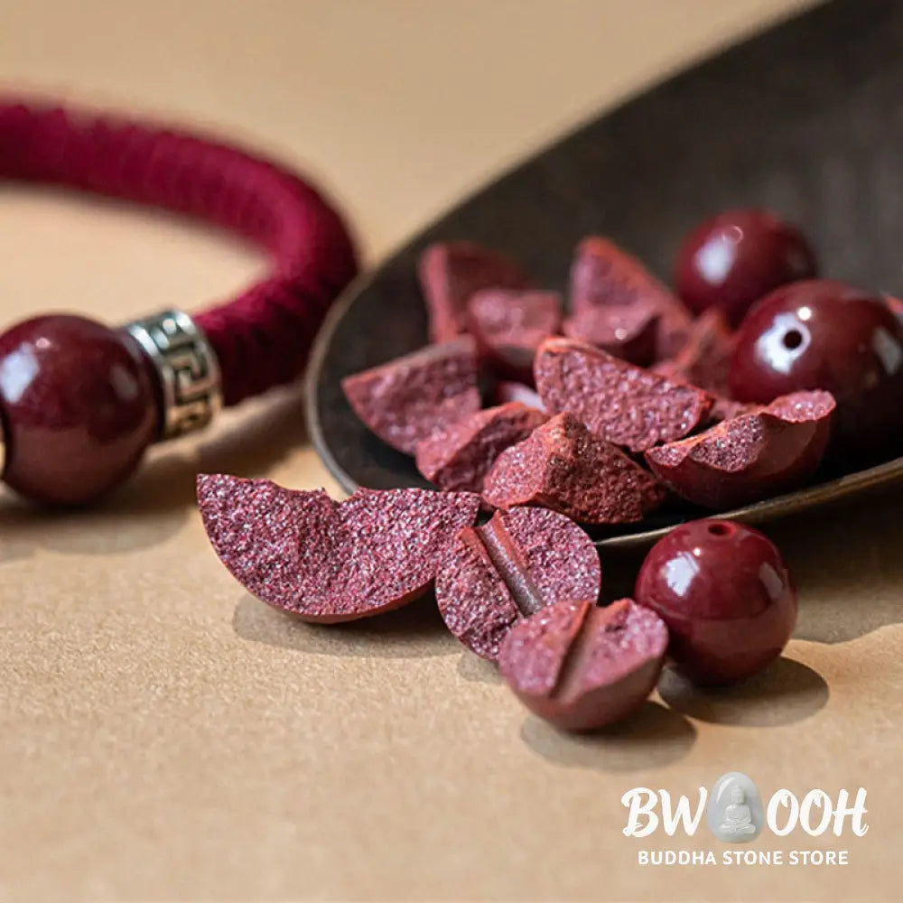 BWOOOH 925 Sterling Silver Natural Cinnabar Bead Calm Handmade Braided String Bracelet spiritual jewelry inspired by Drolma