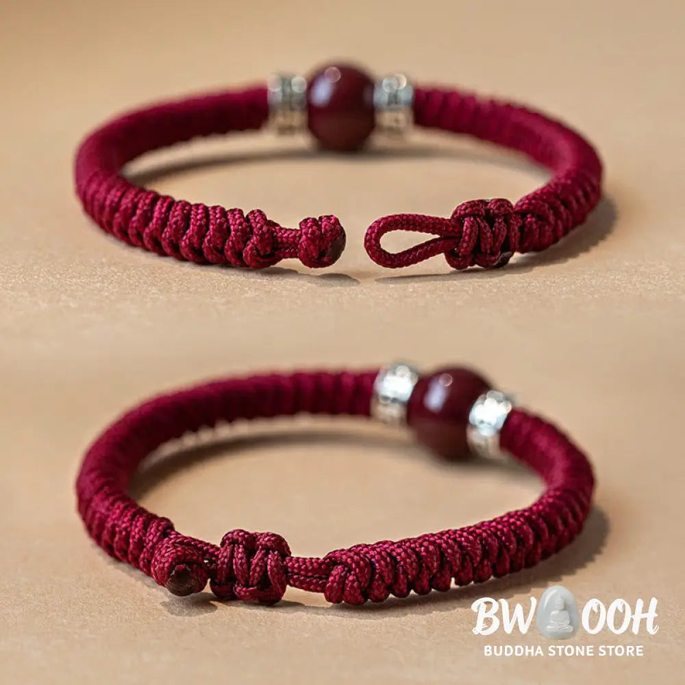 BWOOOH 925 Sterling Silver Natural Cinnabar Bead Calm Handmade Braided String Bracelet spiritual jewelry inspired by Drolma