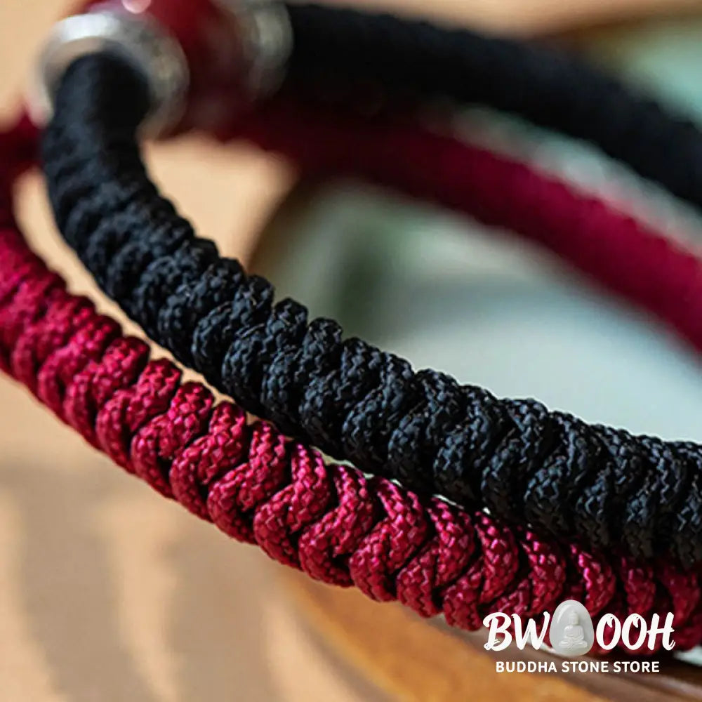 BWOOOH 925 Sterling Silver Natural Cinnabar Bead Calm Handmade Braided String Bracelet spiritual jewelry inspired by Drolma