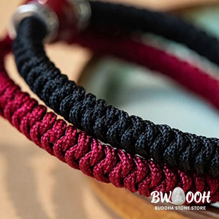 BWOOOH 925 Sterling Silver Natural Cinnabar Bead Calm Handmade Braided String Bracelet spiritual jewelry inspired by Drolma