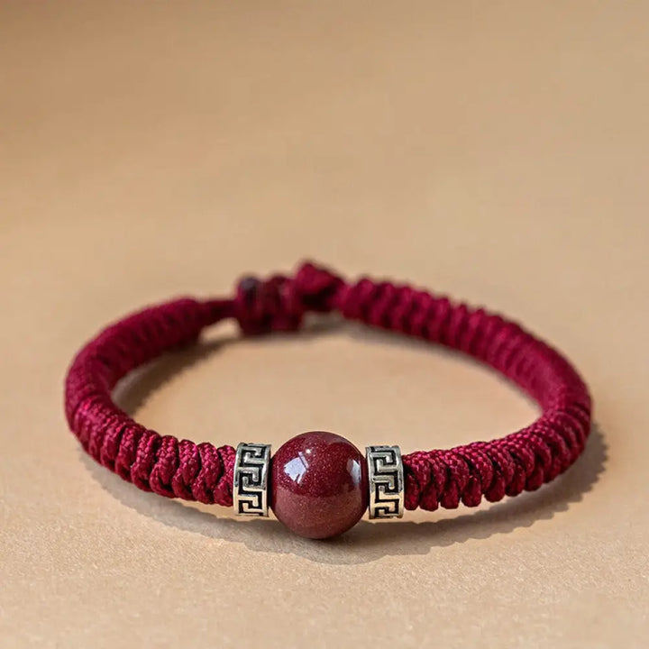 BWOOOH 925 Sterling Silver Natural Cinnabar Bead Calm Handmade Braided String Bracelet spiritual jewelry inspired by Drolma