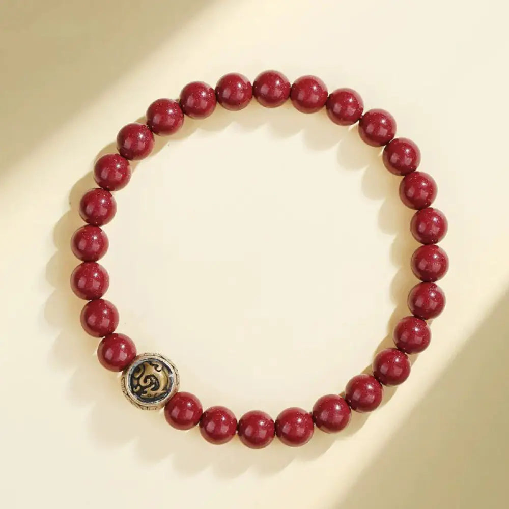 Buddha Stones 925 Sterling Silver Natural Cinnabar Four Beasts Blessing Bracelet - BWOOOH - 6mm / Azure Dragon(Wrist