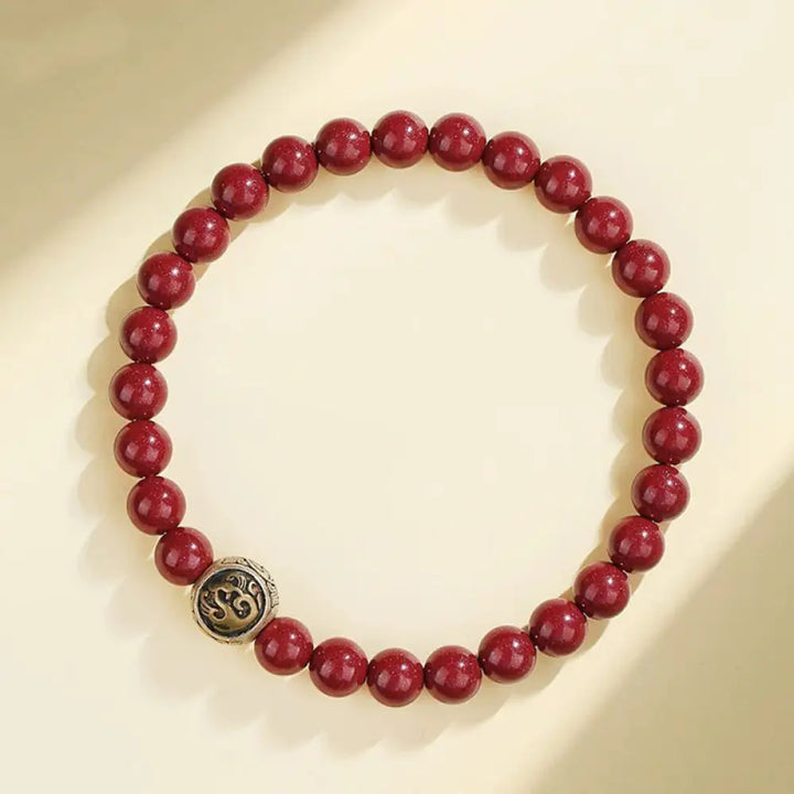 Buddha Stones 925 Sterling Silver Natural Cinnabar Four Beasts Blessing Bracelet - BWOOOH - 6mm / Vermilion Bird(Wrist