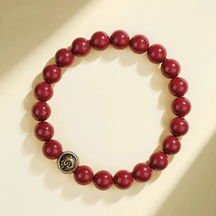 Buddha Stones 925 Sterling Silver Natural Cinnabar Four Beasts Blessing Bracelet - BWOOOH - 8mm / Azure Dragon(Wrist