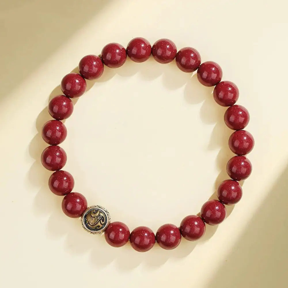 Buddha Stones 925 Sterling Silver Natural Cinnabar Four Beasts Blessing Bracelet - BWOOOH - 8mm / Black Turtle(Wrist
