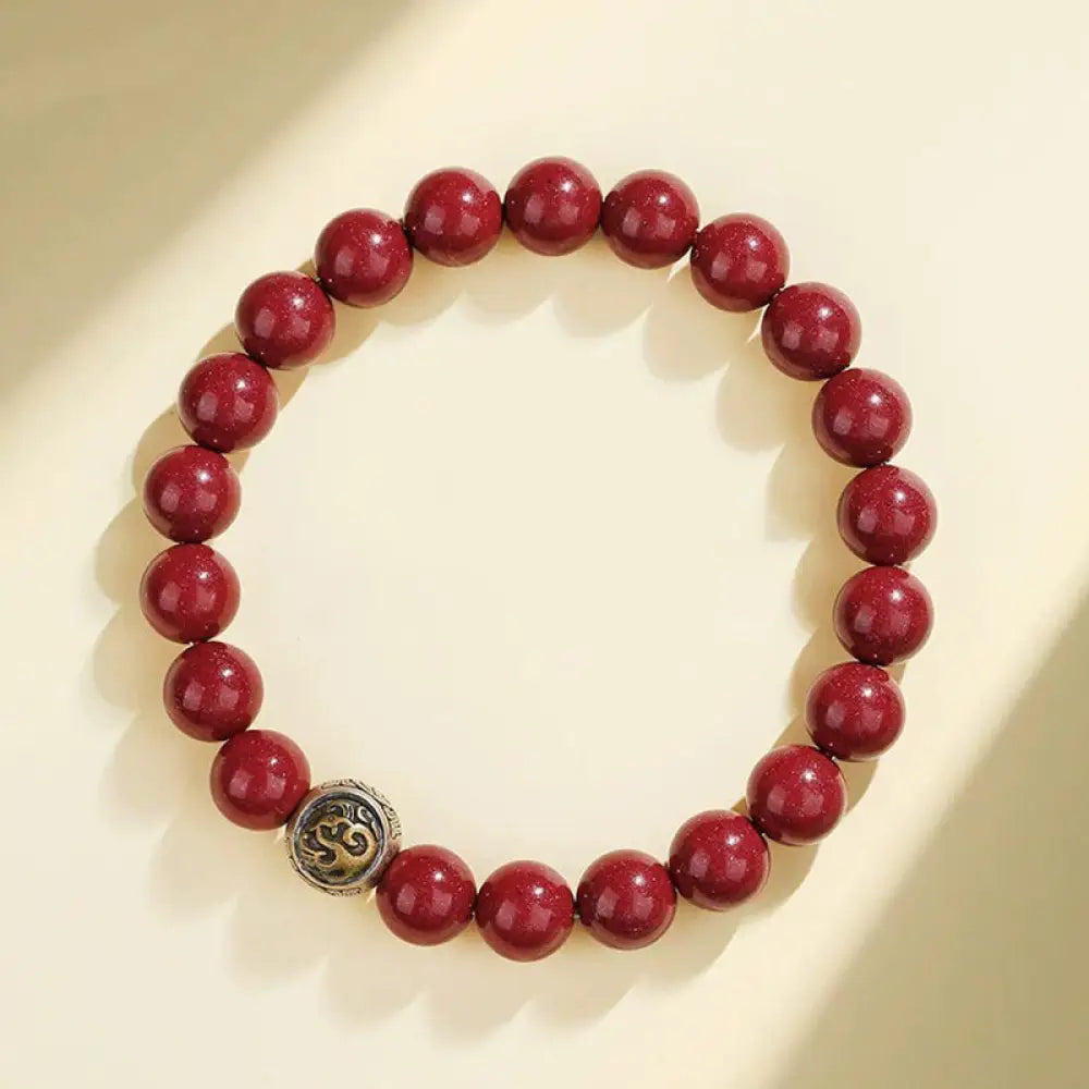 Buddha Stones 925 Sterling Silver Natural Cinnabar Four Beasts Blessing Bracelet - BWOOOH - 8mm / Vermilion Bird(Wrist