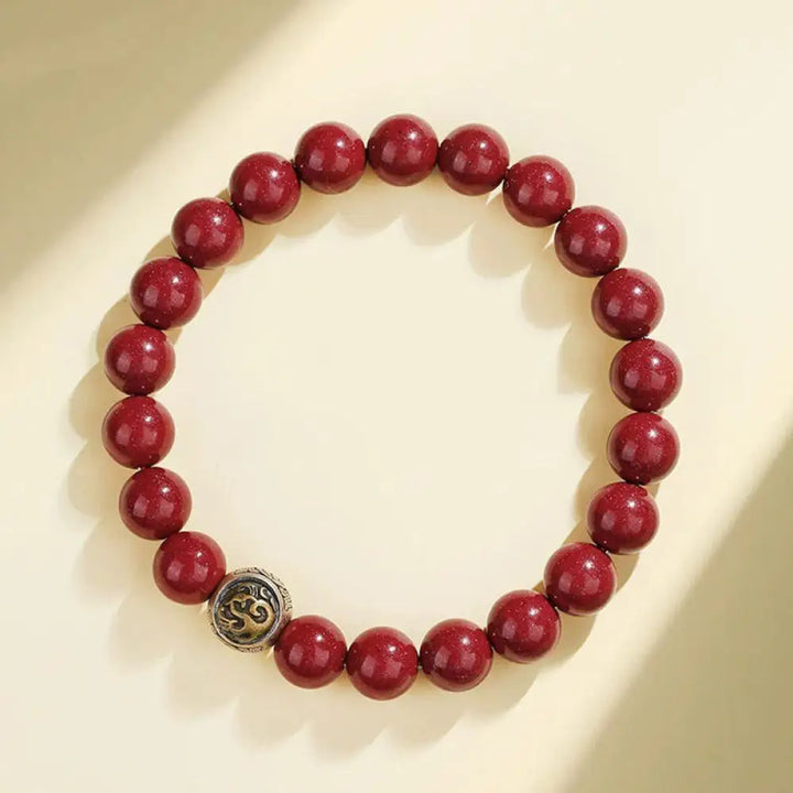 Buddha Stones 925 Sterling Silver Natural Cinnabar Four Beasts Blessing Bracelet - BWOOOH - 8mm / Vermilion Bird(Wrist