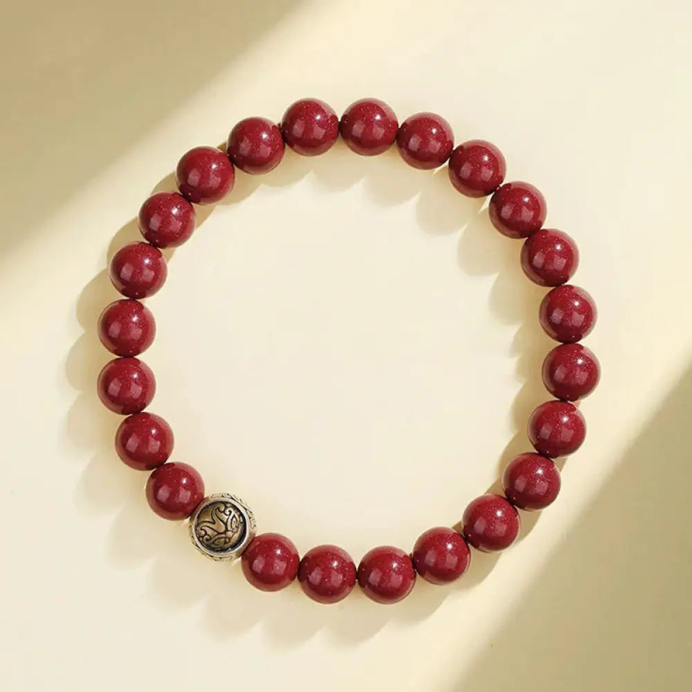 Buddha Stones 925 Sterling Silver Natural Cinnabar Four Beasts Blessing Bracelet - BWOOOH - 8mm / White Tiger(Wrist