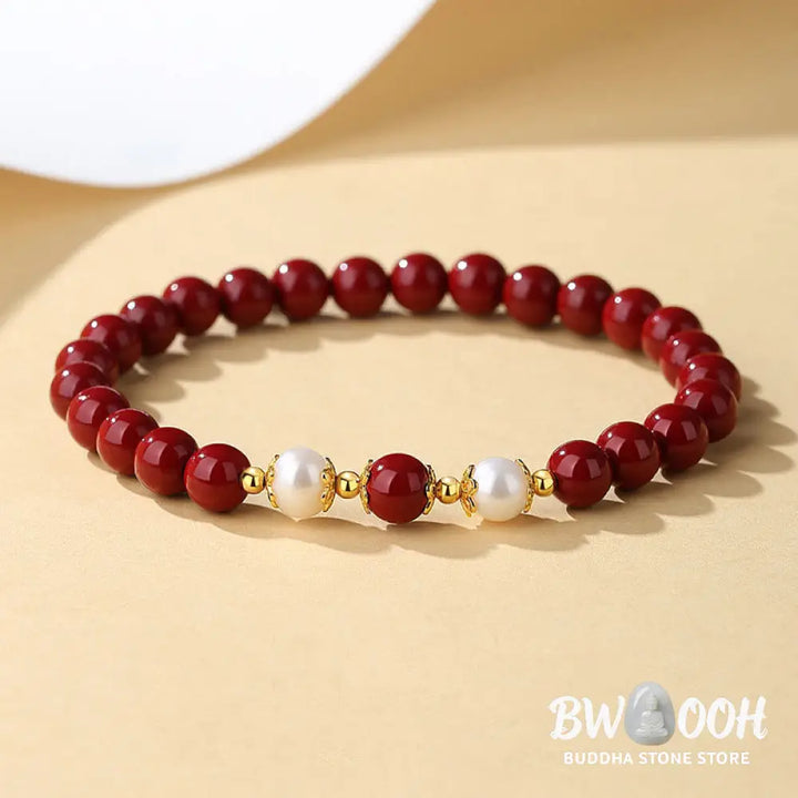Buddha Stones 925 Sterling Silver Natural Cinnabar Pearl Blessing Necklace Pendant Bracelet Earrings Jewelry Set