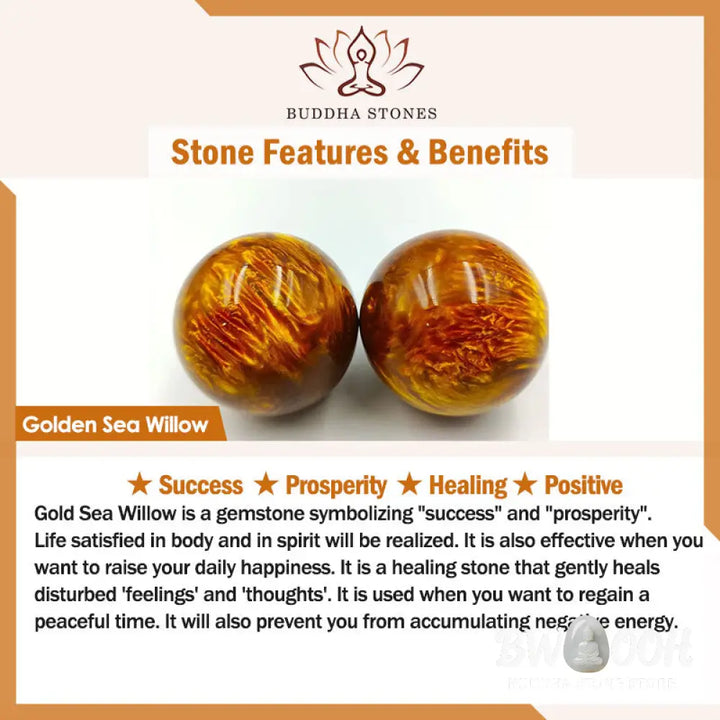 Buddha Stones 925 Sterling Silver Natural Golden Sea Willow Zakiram Goddess of Wealth Lucky fortune Fu Character