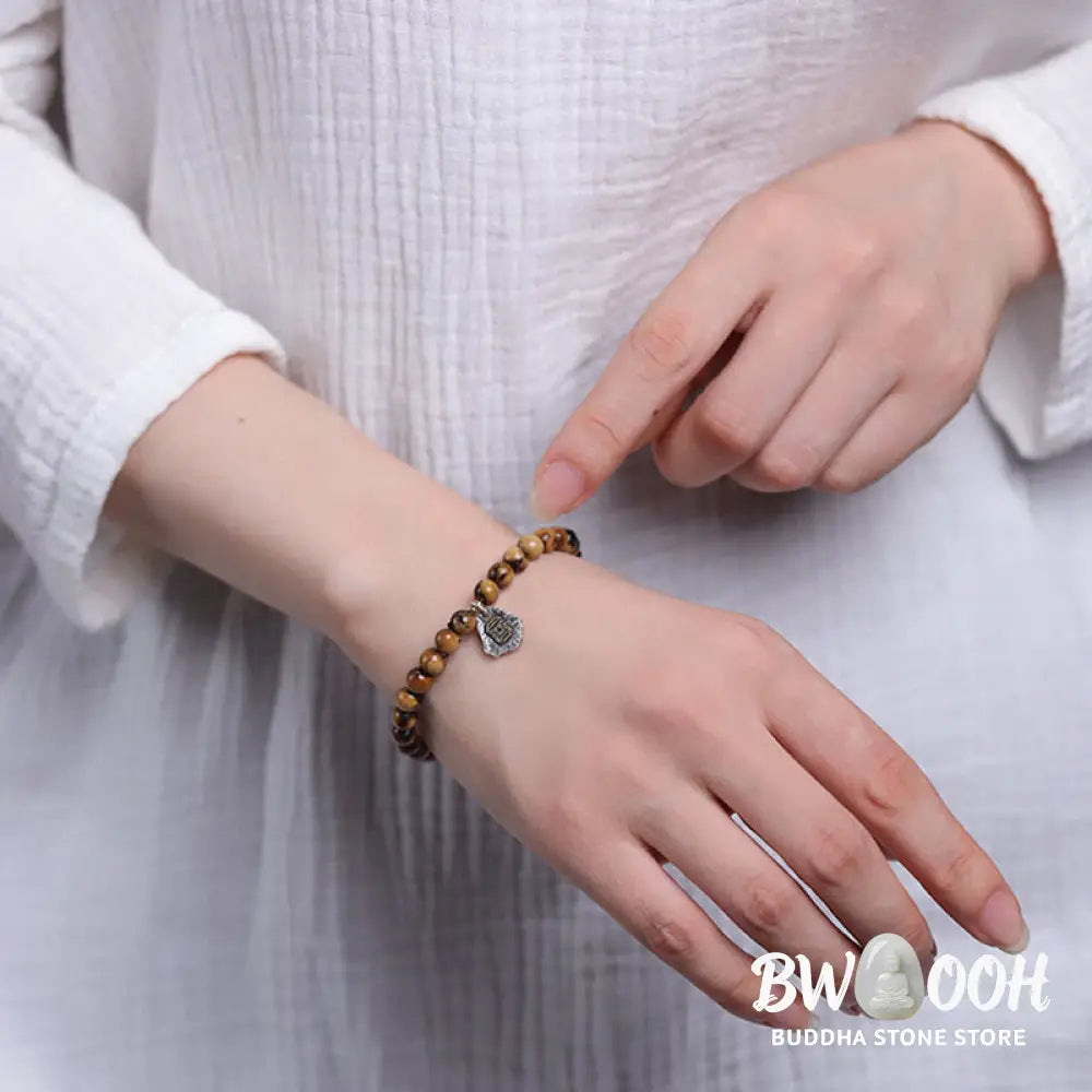 Buddha Stones 925 Sterling Silver Natural Golden Sea Willow Zakiram Goddess of Wealth Lucky fortune Fu Character