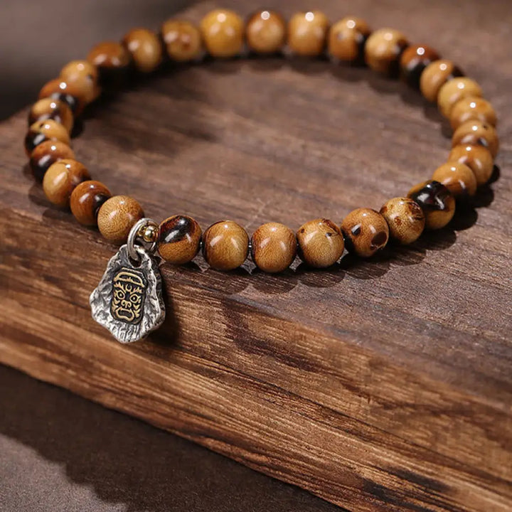 BWOOOH 925 Sterling Silver Natural Golden Sea Willow Zakiram Goddess of Wealth Lucky fortune Fu Character
