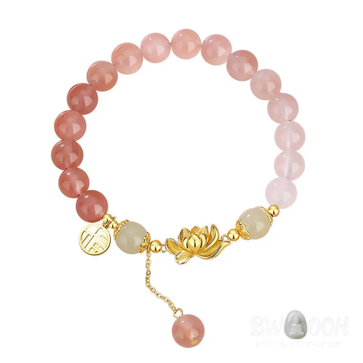 Buddha Stones 925 Sterling Silver Natural Gradient Agate Hetian Jade Lotus Fu Character Enlightenment Bracelet - BWOOOH
