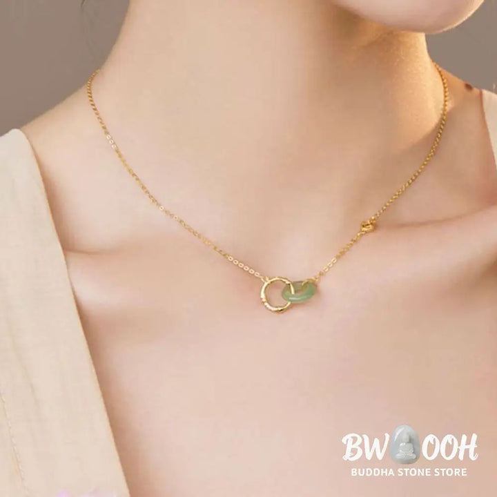 Buddha Stones 925 Sterling Silver Natural Green Aventurine Peace Buckle Bamboo Coin Prosperity Necklace Pendant