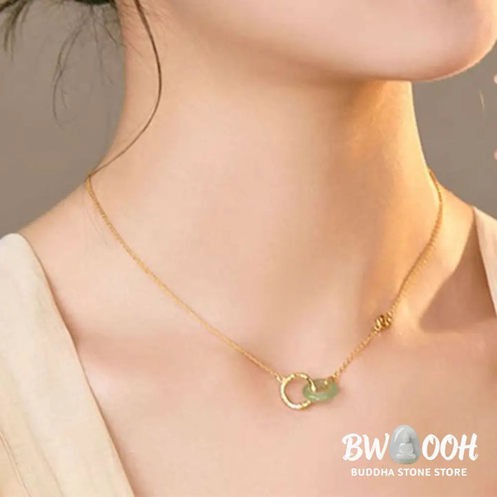 Buddha Stones 925 Sterling Silver Natural Green Aventurine Peace Buckle Bamboo Coin Prosperity Necklace Pendant