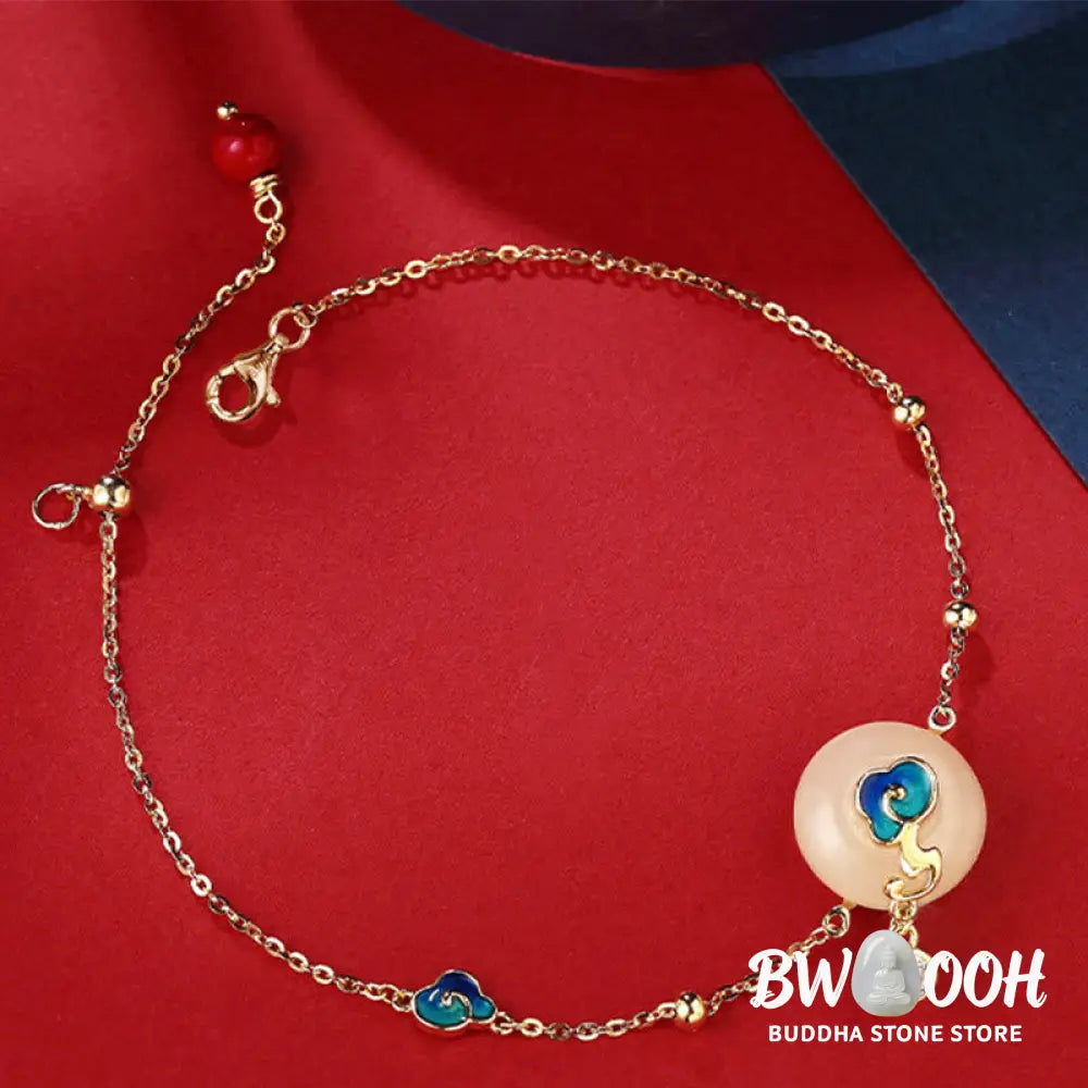 Buddha Stones 925 Sterling Silver Natural Hetian Jade Auspicious Clouds Abundance Bracelet - Jade(Wrist Circumference