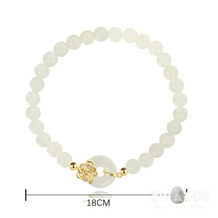 Buddha Stones 925 Sterling Silver Natural Hetian Jade Autumn Chrysanthemum Peace Buckle Prosperity Bracelet