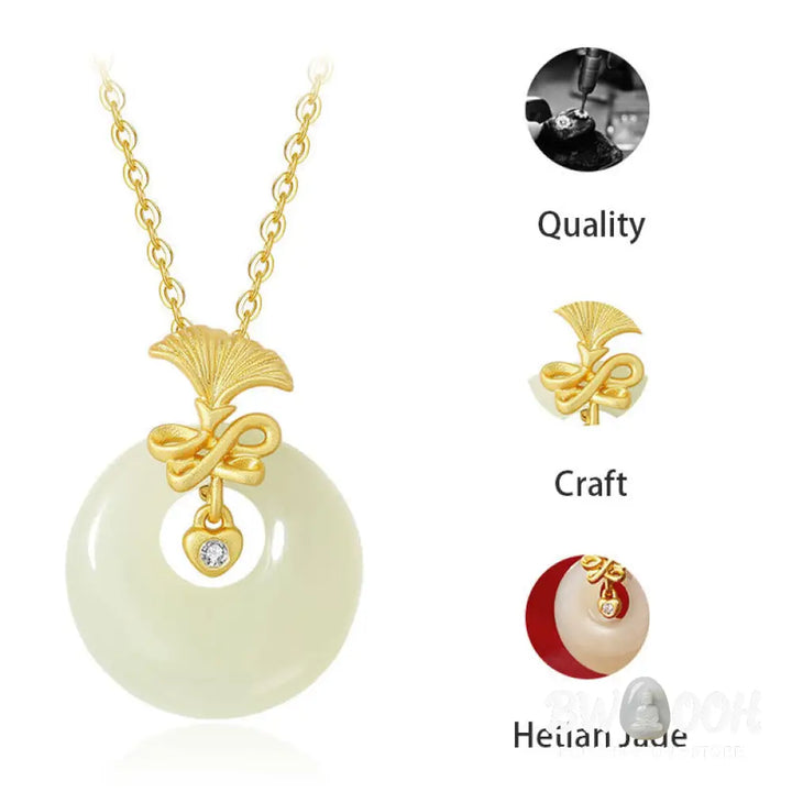 Buddha Stones 925 Sterling Silver Natural Hetian Jade Carnation Flower Prosperity Necklace Pendant - BWOOOH - Hetian
