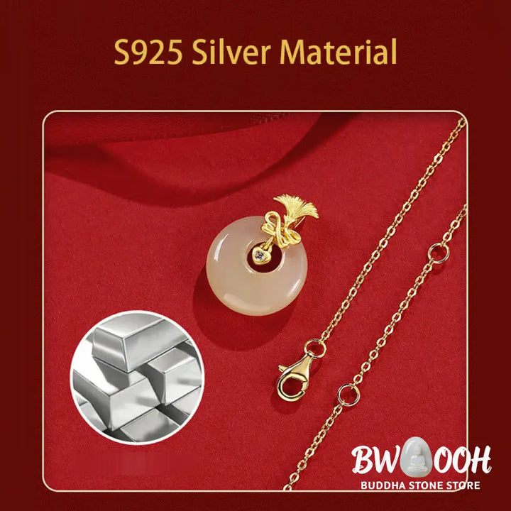 Buddha Stones 925 Sterling Silver Natural Hetian Jade Carnation Flower Prosperity Necklace Pendant - BWOOOH - Hetian