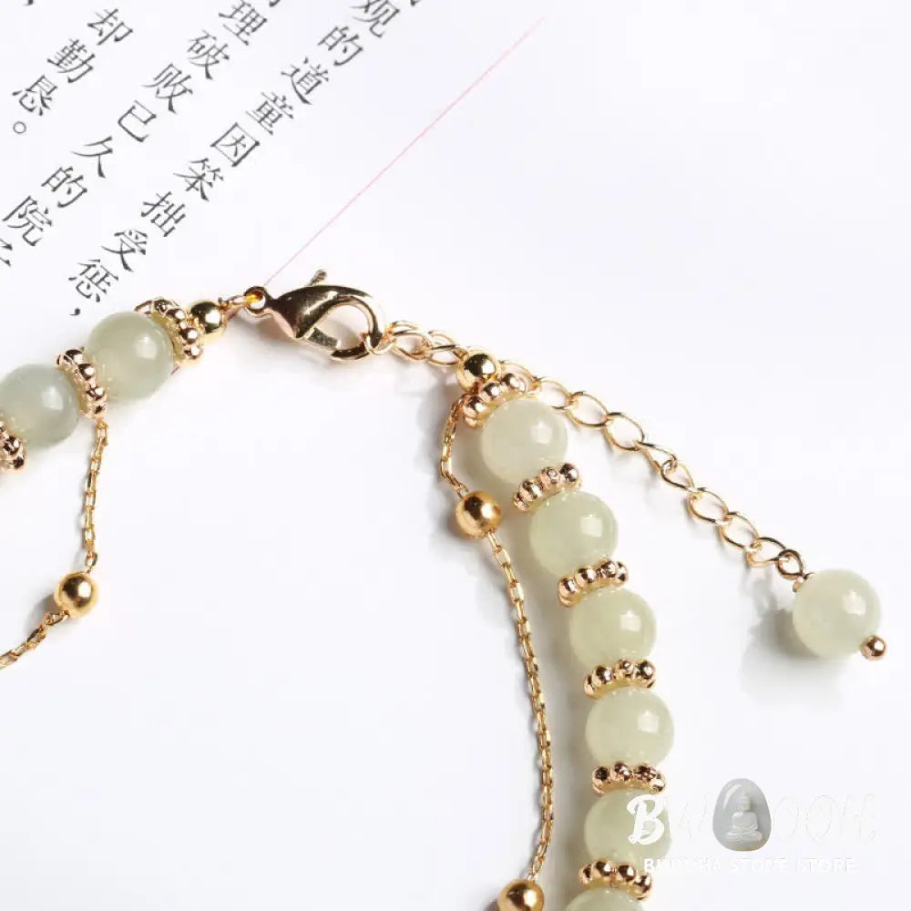 Buddha Stones 925 Sterling Silver Natural Hetian Jade Good Things Happen Peanut Charm Bracelet - BWOOOH - Hetian