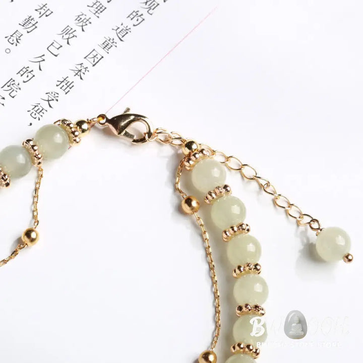 Buddha Stones 925 Sterling Silver Natural Hetian Jade Good Things Happen Peanut Charm Bracelet - BWOOOH - Hetian