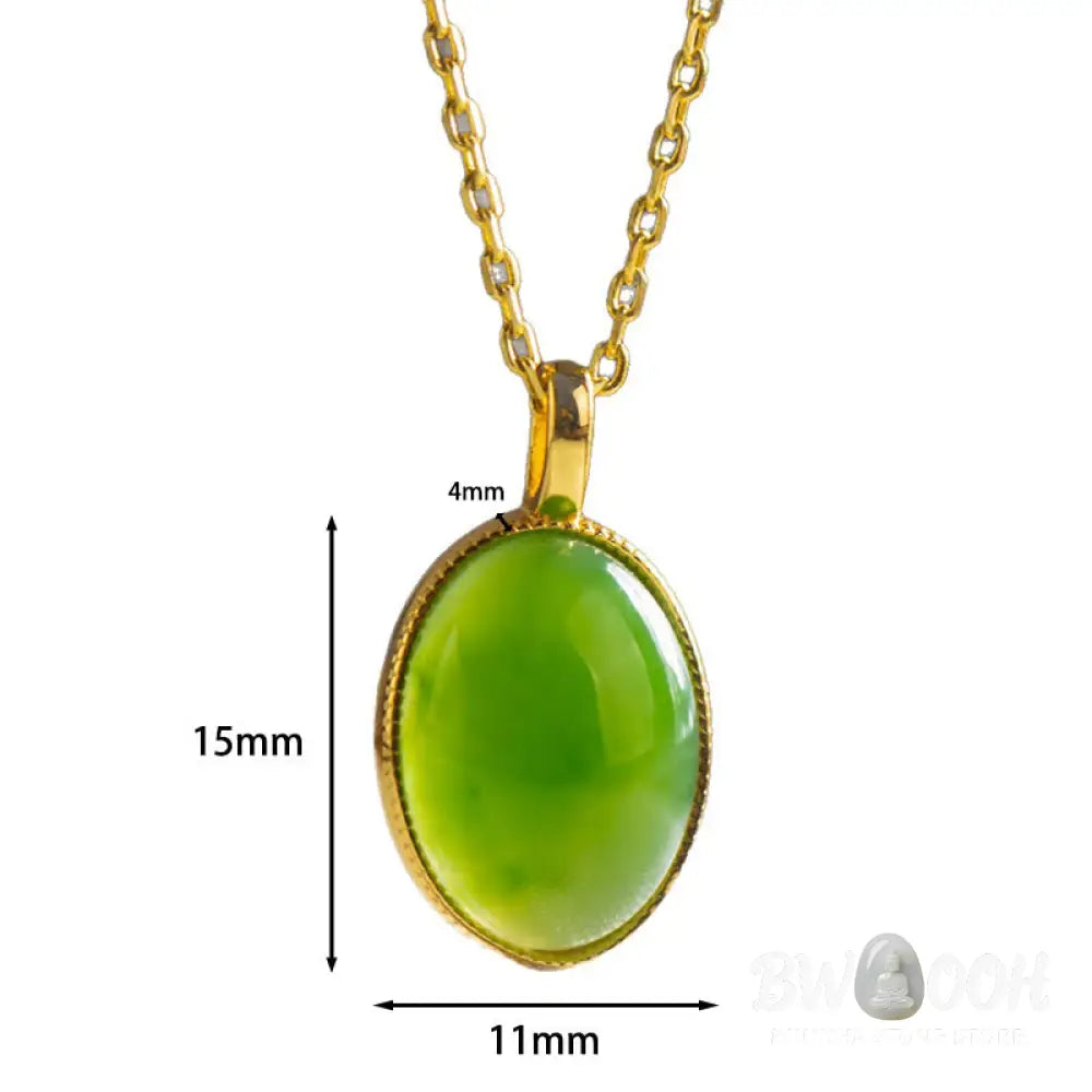 Buddha Stones 925 Sterling Silver Natural Hetian Jade Round Design Prosperity Necklace Pendant - BWOOOH - Jade(Slight