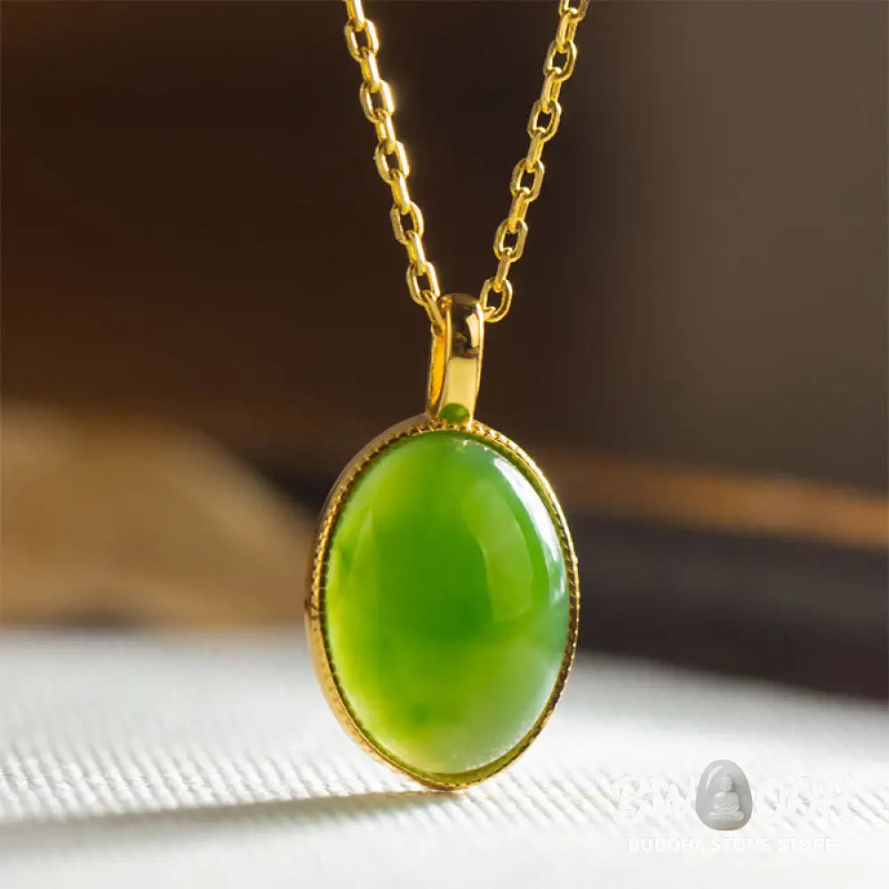 Buddha Stones 925 Sterling Silver Natural Hetian Jade Round Design Prosperity Necklace Pendant - BWOOOH - Jade(Slight