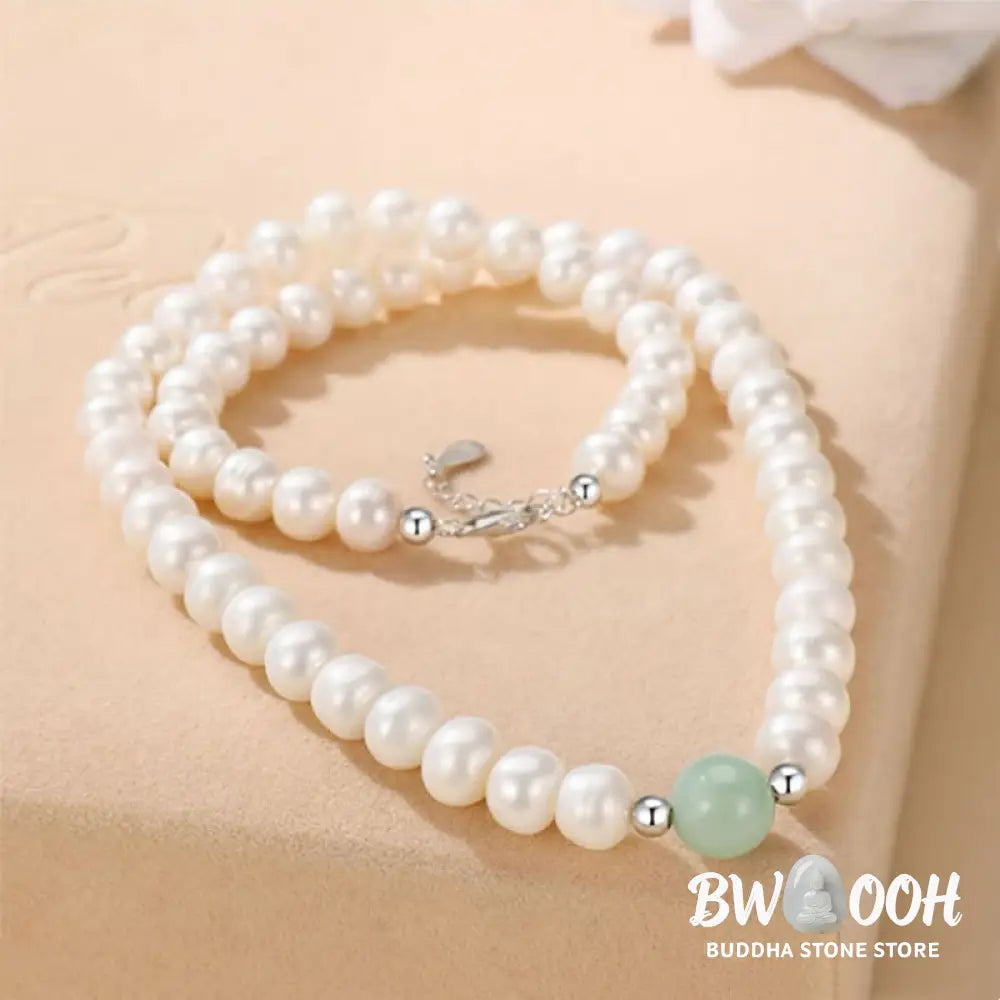 Buddha Stones 925 Sterling Silver Natural Pearl Jade Healing Necklace Bracelet Earrings With Gift Box - BWOOOH - Pearl