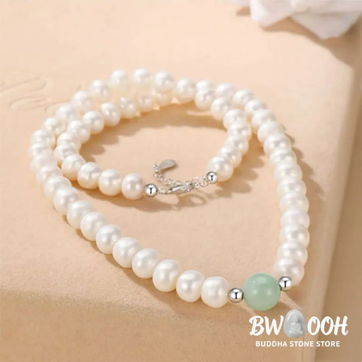 Buddha Stones 925 Sterling Silver Natural Pearl Jade Healing Necklace Bracelet Earrings With Gift Box - BWOOOH - Pearl