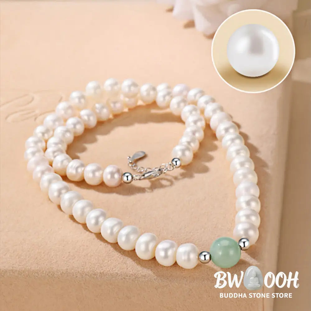 Buddha Stones 925 Sterling Silver Natural Pearl Jade Healing Necklace Bracelet Earrings With Gift Box - BWOOOH - Pearl