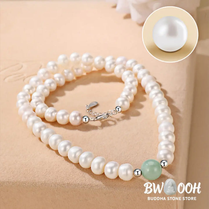 Buddha Stones 925 Sterling Silver Natural Pearl Jade Healing Necklace Bracelet Earrings With Gift Box - BWOOOH - Pearl