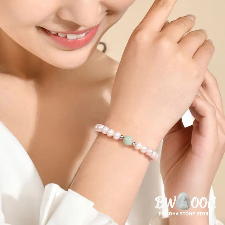 Buddha Stones 925 Sterling Silver Natural Pearl Jade Healing Necklace Bracelet Earrings With Gift Box - BWOOOH - Pearl