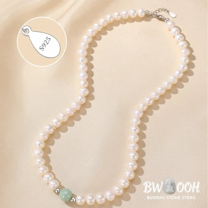 Buddha Stones 925 Sterling Silver Natural Pearl Jade Healing Necklace Bracelet Earrings With Gift Box - BWOOOH - Pearl