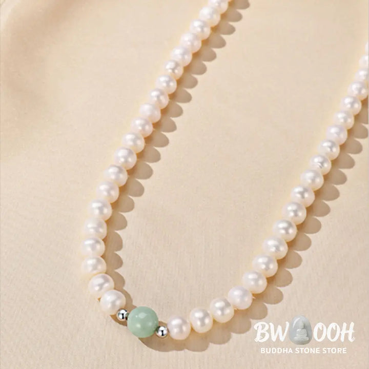 Buddha Stones 925 Sterling Silver Natural Pearl Jade Healing Necklace Bracelet Earrings With Gift Box - BWOOOH - Pearl
